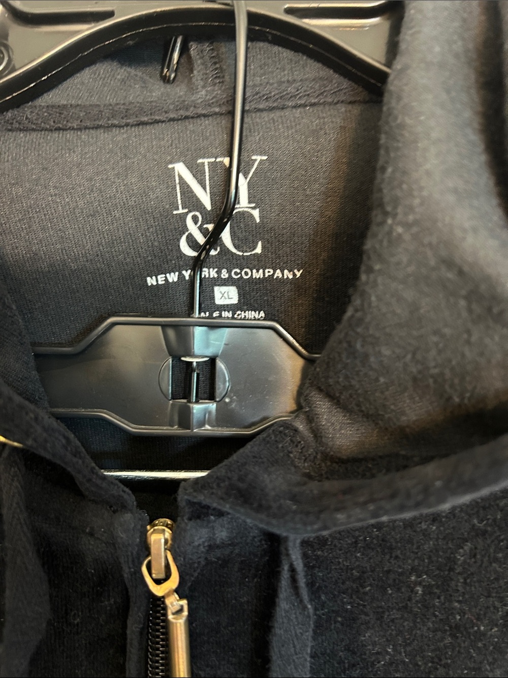 New York & Company Black Velour Zip-Up Hoodie Set - Picture 2 of 4